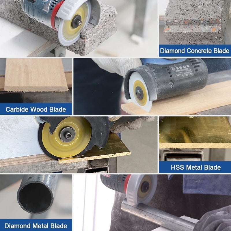 HIGHDRIL 3" 75mm Circular Saw Blade Set 4pcs - Diamond/HSS/Carbide Cutting Disc for Angle Grinder Cutting Concrete Metal Wood Plastic - Image 4